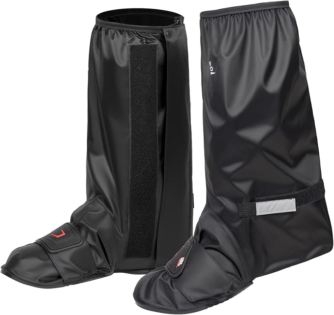 KEMIMOTO Waterproof Half-Sole Rain Shoe Covers, Boot Covers with Waterproof Zipper, Non-Slip, Men Rain Gear Reflector, Black