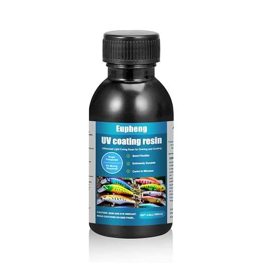 Eupheng Fishing Lure UV Coating Resin, Fast Cure, High Gloss Finish Ideal for Resin Art Projects