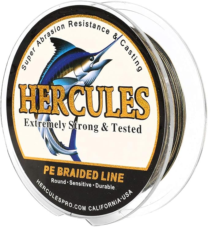 HERCULES Cost-Effective Super Cast 8 Strands Braided Fishing Line 10LB to 300LB Test for Salt-Water,109/328/547/1094 Yards(100M/300M/500M/1000M),Diam.#0.12MM-1.2MM,Hi-Grade Performance,Variety Colors