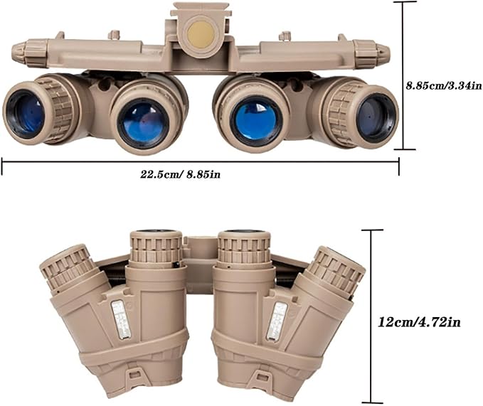 GPNVG 18 Night Vision Goggles Dummy Model with NVG Mount for PVS15/PVS18, Four-Tube Binocular Night Vision for Tactical Helmet NVG Mount, Cosplay Prop, CS Game,No Function (Tan)