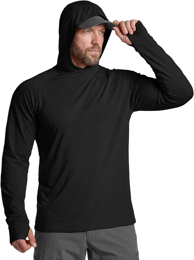 CQR Men's UPF 50+ Sun Protection Long Sleeve Quick Dry Athletic Shirts, Stretch Running Workout Hiking T-Shirts