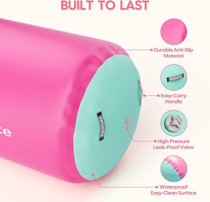 Gymnastics Air Barrel Roller, Inflatable Octagon Tumbling Mat, Tumble Track Equipment for Kids, Cheerleading & Back Handspring Training for Home Gym without Pump
