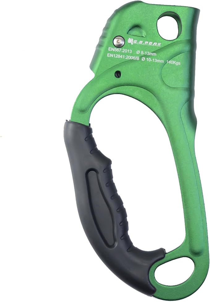 UIAA & CE Certified Climbing Rappelling Equip Hand Ascender Left Right Hand for 8-13mm Rope 4kN