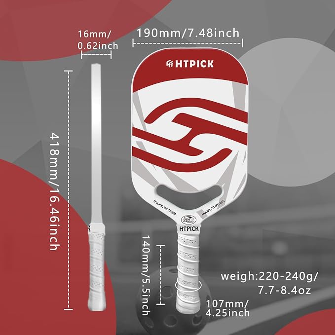 Pickleball Paddles | T700 Carbon Fiber Pickleball Paddle with Aero Throat | Hot-Press Moulding | 16mm Polymer Core | Specifically Engineered for Swing Speed and Manoeuvrability