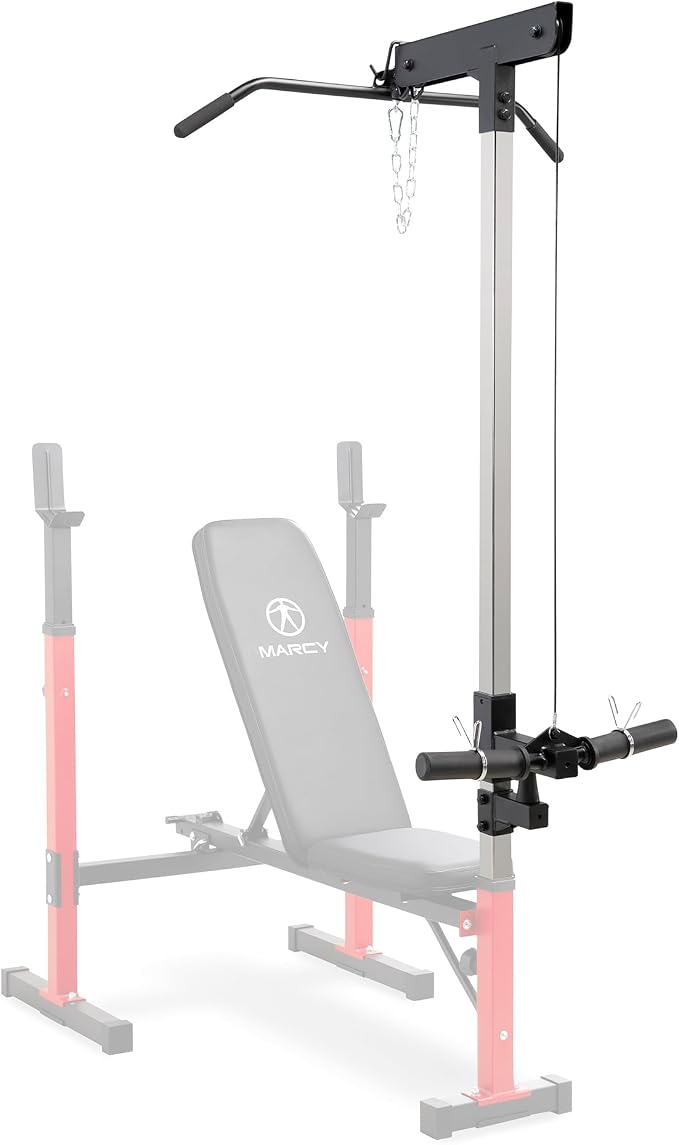 Marcy Deluxe Olympic Weight Bench with Adjustable Back & Bar Catch & Optional Arm Curl, Leg Developer, Lat Tower Attachments (Sold Separately), Personal Home Gym for Strength Training, Weightlifting
