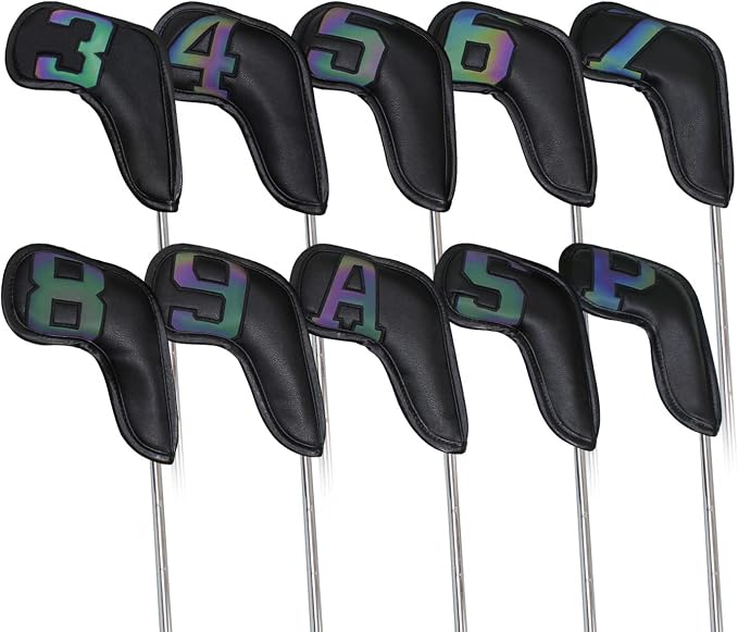 Scott Edward Golf Club Head Covers for Iron, 10 Pcs Leather Waterproof Material, Gradient Numbers Perfect for Mizuno Callaway, Ping, Taylormade, Cobra, Etc.