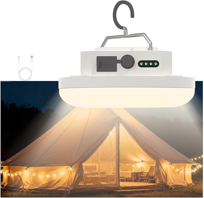 Premium Rechargeable LED Camping Lantern 4000 Lumens – Stepless Dimming, USB-C Bidirectional Charging, Magnetic Base & IPX5 Waterproof – Perfect for Camping, Hiking, Emergency, Glamping