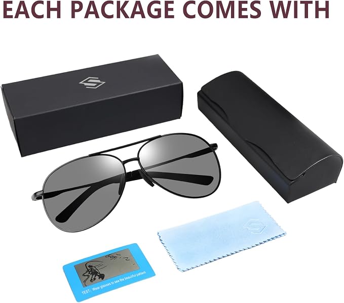 Polarized Photochromic Sports Sunglasses for Men UV-Protection Day & Night Driving Glasses - Al-Mg Metal Ultralight