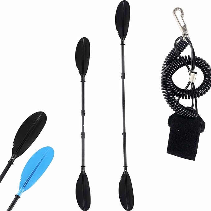 Quynhni- Standard Kayak Paddle,70-96inch Adjustable Kayak Paddle Sturdy Iron Shaft and Durable Polypropylene Blade 0/65° Blade Angle with Drip Loop.