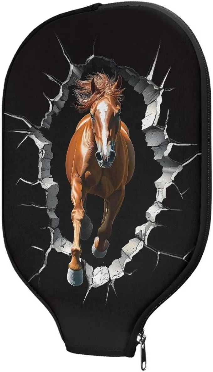 Horse Pickle Ball Paddle Covers Sunflower Hummingbird 1 Pcs Pickleball Paddle Cover Elongated Pickleball Racket Carry Sleeve with Zipper Paddle Case Fits Most Paddle
