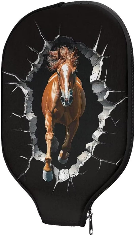 Horse Pickle Ball Paddle Covers Sunflower Hummingbird 1 Pcs Pickleball Paddle Cover Elongated Pickleball Racket Carry Sleeve with Zipper Paddle Case Fits Most Paddle