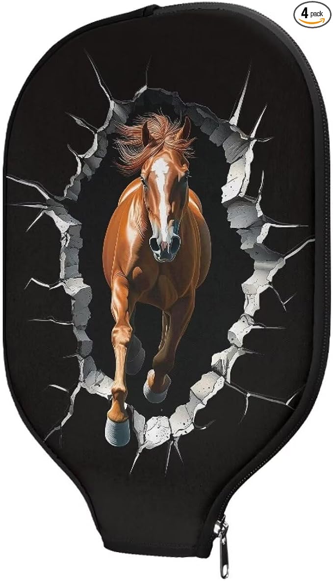 Horse Pickle Ball Paddle Covers Sunflower Hummingbird 4 Pcs Pickleball Paddle Cover Elongated Pickleball Racket Carry Sleeve with Zipper Paddle Case Fits Most Paddle