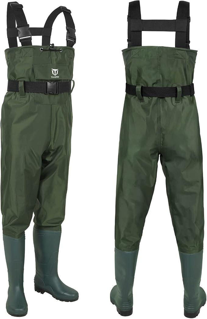 TIDEWE Chest Waders for Men Women, Waterproof Fishing Waders | Waterproof 420D 2-Ply Nylon/PVC, Lightweight Bootfoot Hunting Waders, Adjustable Suspenders, Boot Hanger