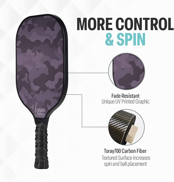 Palms-O-Aces Carbon Fiber Pickleball Paddle – USAPA Approved 16mm T700 Graphite Paddle with Textured Spin Surface | Lightweight Carbon Fiber Pickleball Paddles & Racket | Includes Paddle Cover