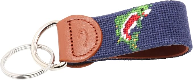 Leather Hand-Stitched Needlepoint Key Fob or Key Chain