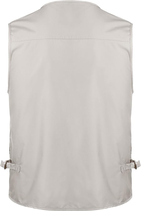 Flygo Men's Fishing Vest Utility Lightweight Outdoor Travel Safari Photo Cargo Vest with 16 Pockets