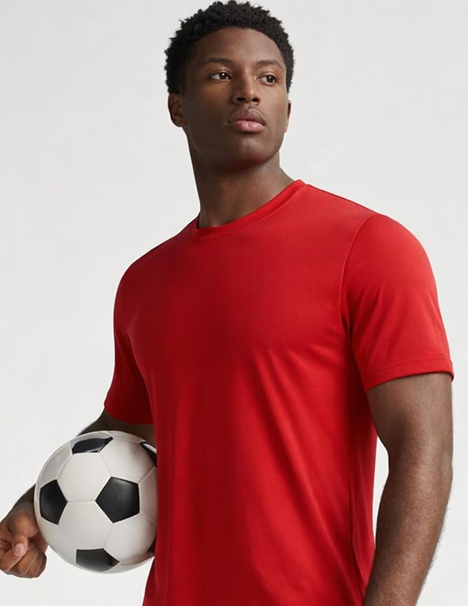 5 Pack Men’s Active Quick Dry Crew Neck T Shirts | Athletic Running Gym Workout Short Sleeve Tee Tops Bulk