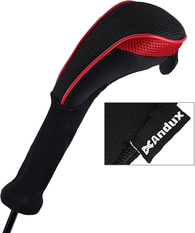 Andux 4 Pack Long Neck Golf Hybrid Club Head Covers Dial No. Tag CTMT-01 | Mesh Breathable material | all the Same Size | Coloured Piping | Pull-On Closure
