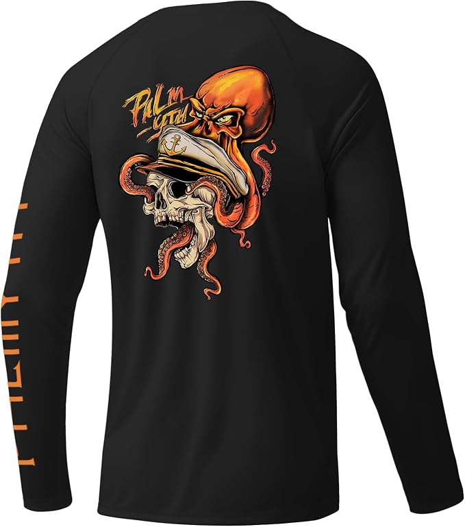 Palmyth Fishing Shirts for Men Long Sleeve UPF 50+ T Shirt Sun Protection | Quick Dry, Sun Protection, Myth-Cool Fabric, Fish Print, Moisture Wicking, Stretchy, Breathable, Fishing,Boating,Outdoor Wear