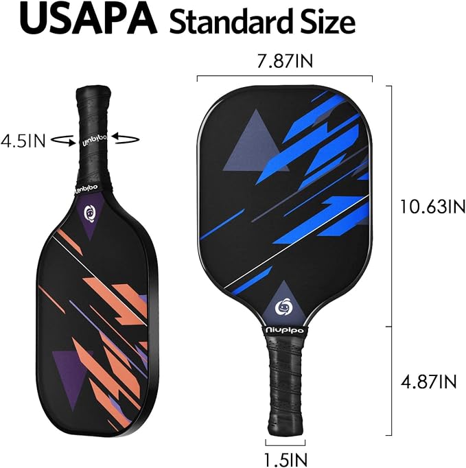 niupipo Pickleball Paddles Set of 2 or 4, USAPA Approved Fiberglass Pickleball Paddle Set with Balls and Bag, Polypropylene Honeycomb Core, Lightweight Pickleball Paddles for Beginners Men Women