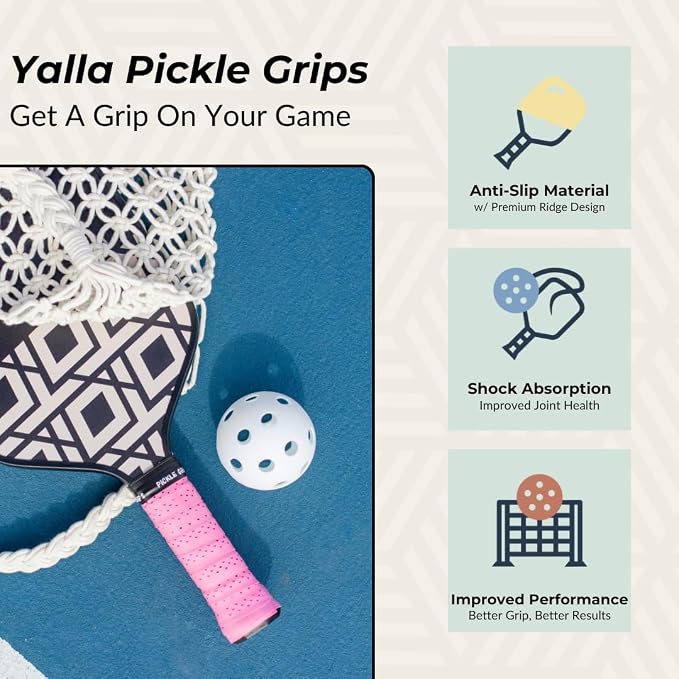Pickle Grips Pickleball Paddle Grip Tape - Overgrip Grip Wrap for Pickleball Racket - Moisture Wicking Paddle Grip Wrap (2 Pack)