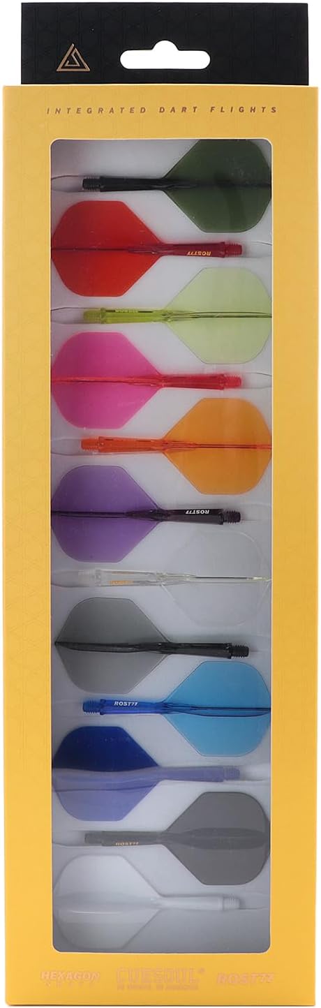 CUESOUL ROST 77 Integrated Dart Shaft and Flight Big Wing/Standard Shape Colour Collection Pack of 12 pcs