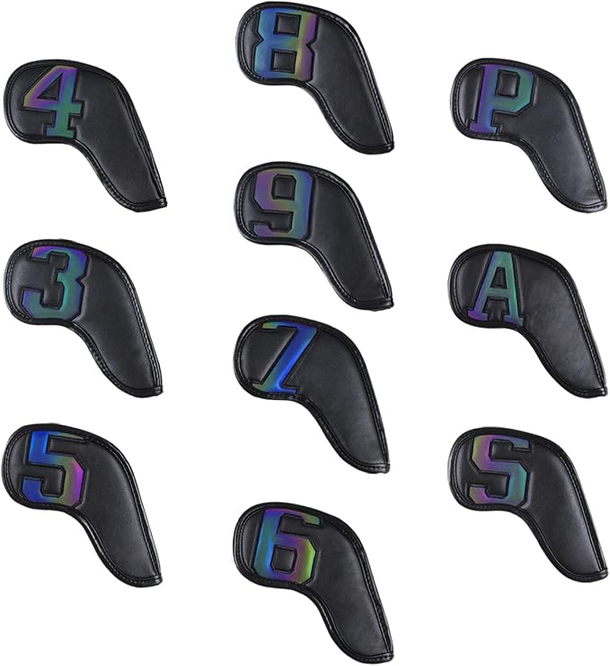 Scott Edward Golf Club Head Covers for Iron, 10 Pcs Leather Waterproof Material, Gradient Numbers Perfect for Mizuno Callaway, Ping, Taylormade, Cobra, Etc.