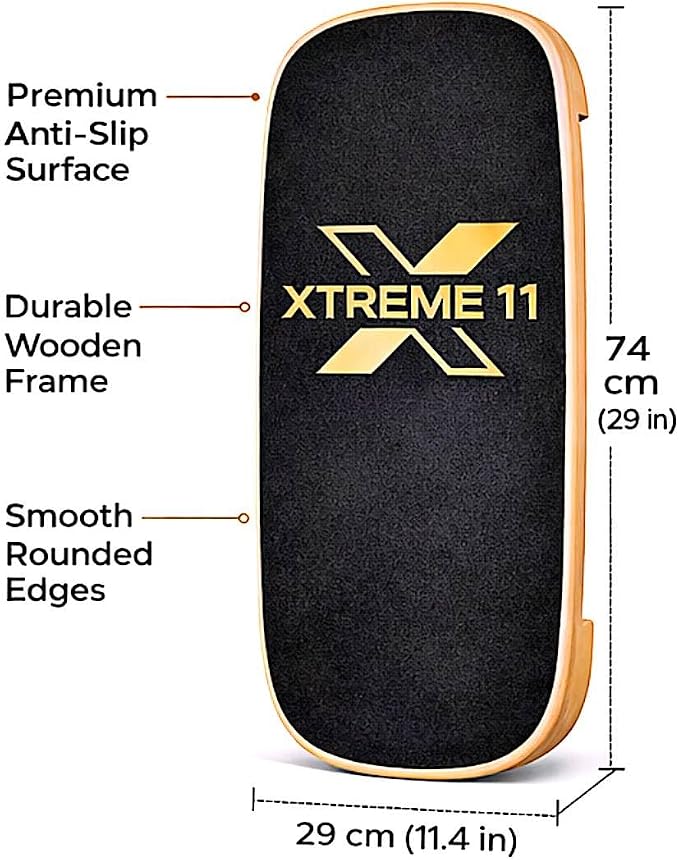 Wooden Balance Board Trainer for Adults – Core Strength & Stability Trainer for Surf, Skateboard & Snowboard Training – Non-Slip Balance Board for Home Gym Fitness