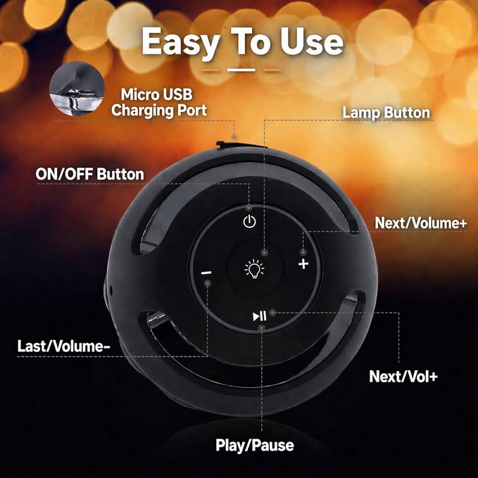 ANERIMST Unique Gifts for Men, Outdoor Bluetooth Speaker Waterproof Wireless with Torch LED Light, Birthday Gift for Boyfriend Him Dad, Cool for Garden, Patio, Outside (Black)
