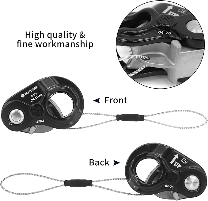 NewDoar Rope Grab Lightweight Rope Clamp Ascender Riser Adjuster Fits 8-13mm Rope Self-Locking Grip for Rock Climbing,Protection Rescue,Rappelling,Gear Equipment-Sharp Teeth