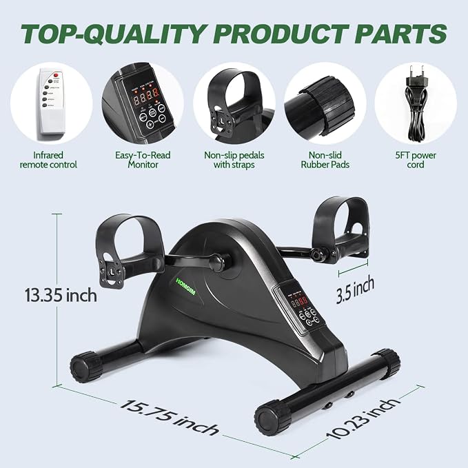 HOMGIM Mini Exercise Bike,Under Desk Bike for Seniors Rehab Training, Motorized Pedal Exerciser for Arm/Leg Fitness & Physical Therapy, 6 Levels Speed Adjustment