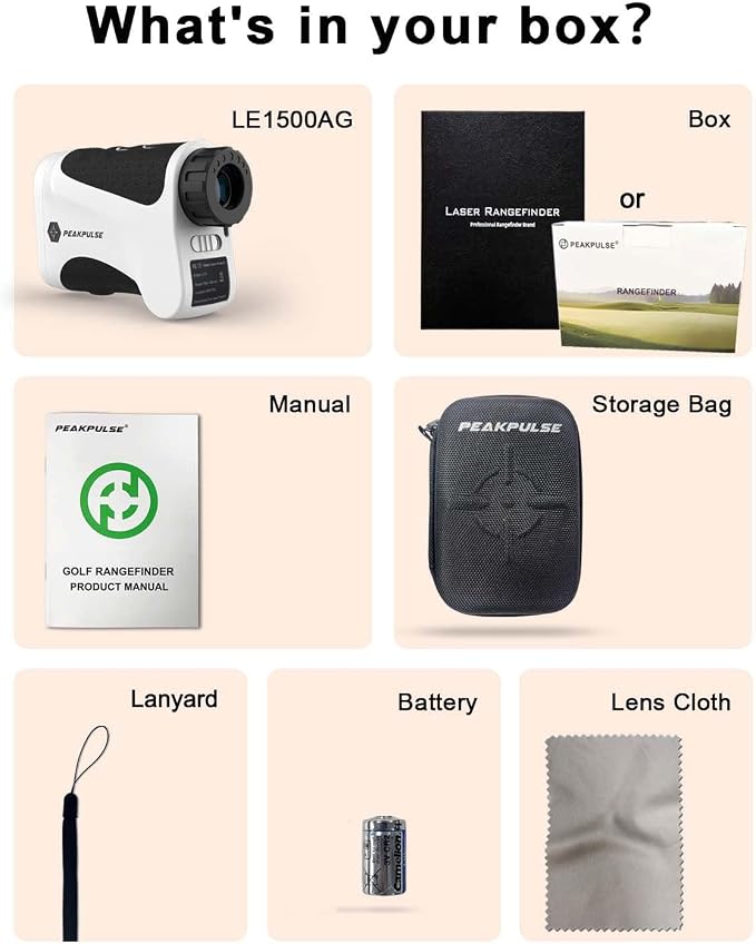 PEAKPULSE Golf Range Finder 650 Yards RangeFinder Golfing High Clarity Display 6X Magnification 0.5 Yard Accuracy Pin Seeker Easy to Use(No Magnet)
