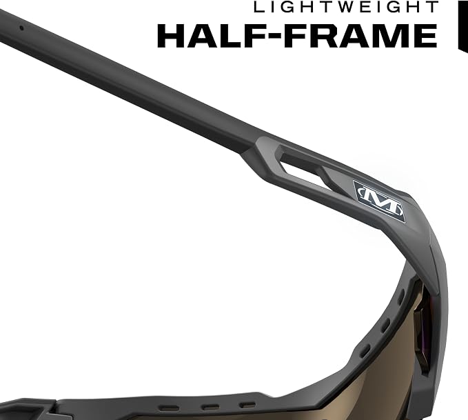 Mechanix Wear: Vision Type-E Safety Glasses with Advanced Anti Fog, Scratch Resistant, Grey Half Framed Protective Eyewear, Lightweight, Adjustable Arms and Nose, For Outdoor Use (Blue Mirror Lens)