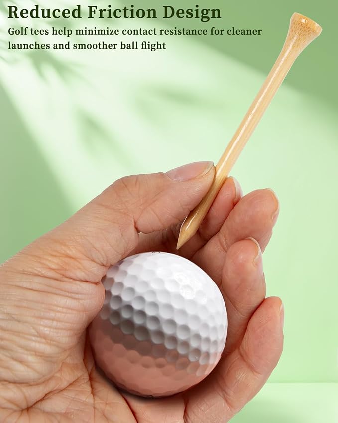 ATPEAM Bamboo Golf Tees 3-1/4'' Golf Tees More Stable Reduce Side Spin and Friction (1000 pcs)