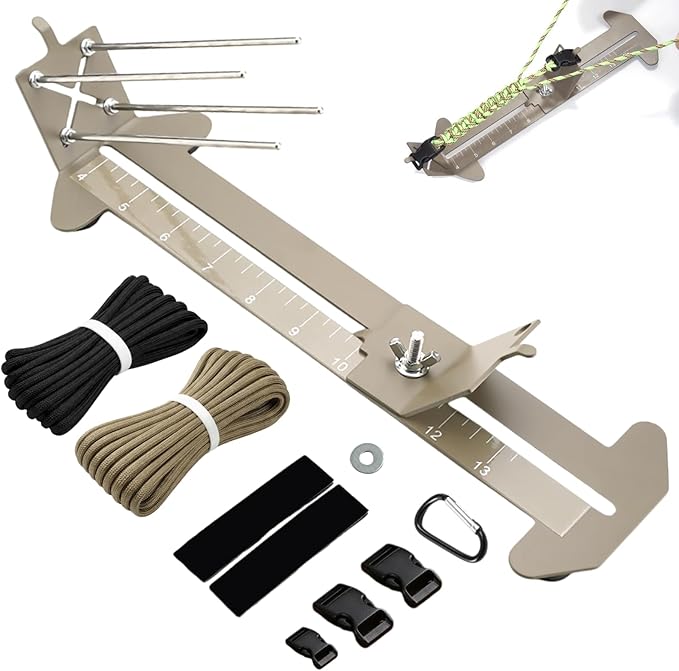 KOKKOYA Paracord Jig Tools Bracelet Making Kit Accessories Adjustable Paracord Jig Kit with 2 Cords and 3 Buckles Bracelet Adjustable Length 4" to 13" (Kahki)