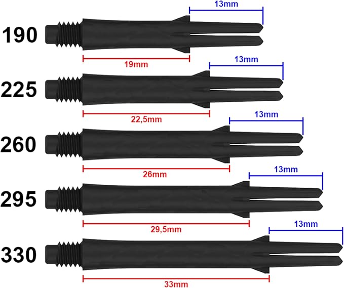 L-style Carbon Dart Shafts – Locked Two Tone – 260 – Black/Red