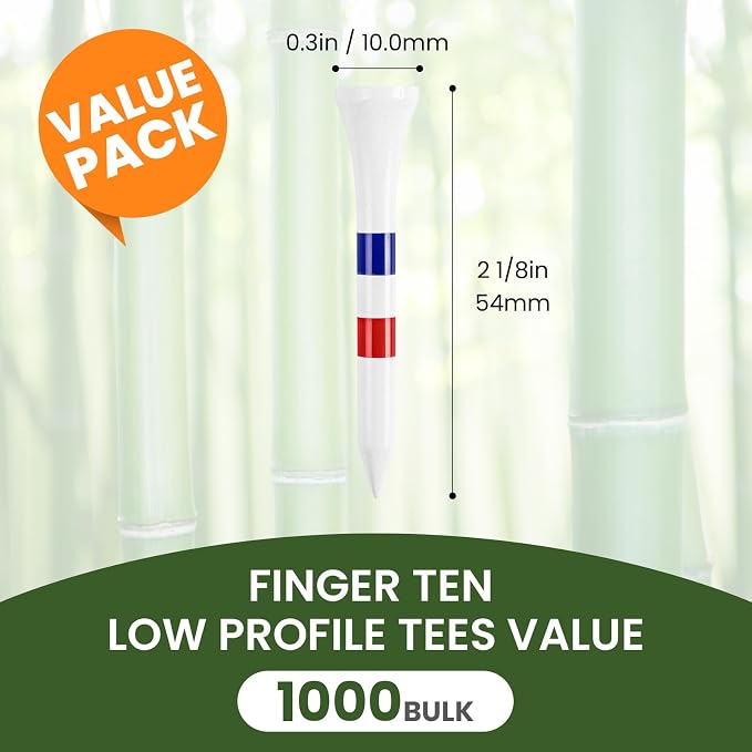Stylish Golf Tees Wood 2 1/8 Inch Value 500/1000 Pack, USA Flag with Pink White Bright Colors & Striped Design for Consistent Height & High Visibility
