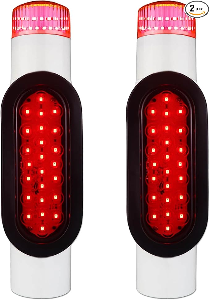 Boat Trailer Guide on Post Pipe Light Set DOT Approved Submersible Boat Trailer Guide Pole Lights for 2-3/8" PVC Pipe LED Lights for Boat Trailers Waterproof 2Pcs White
