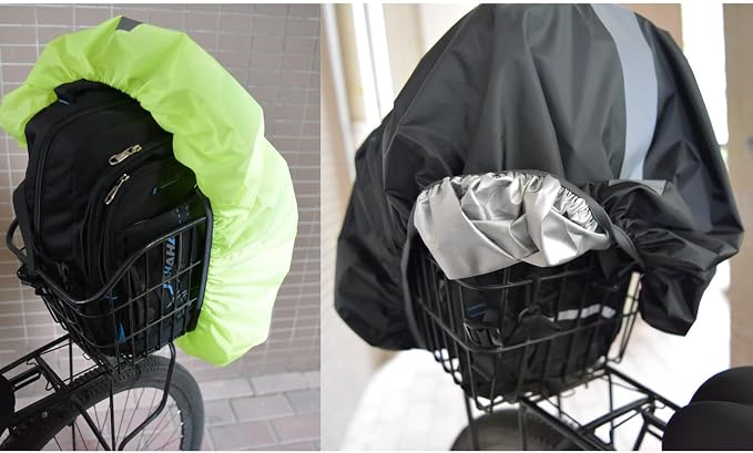 70L Bicycle Rear Rack Rain Cover with Reflective Strip Bike Trunk Rain Cover Black