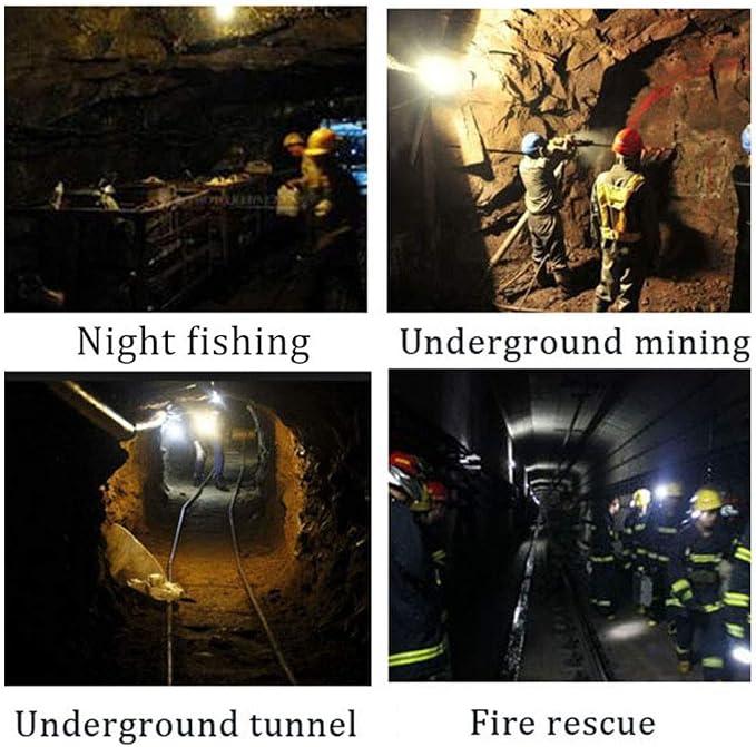 Rechargeable LED Mining Headlamp, Waterproof & Explosion-Proof Safety Cap Light for Hard Hat, Super Bright Underground Coal Miner Head Light with Long Runtime & Adjustable Beam