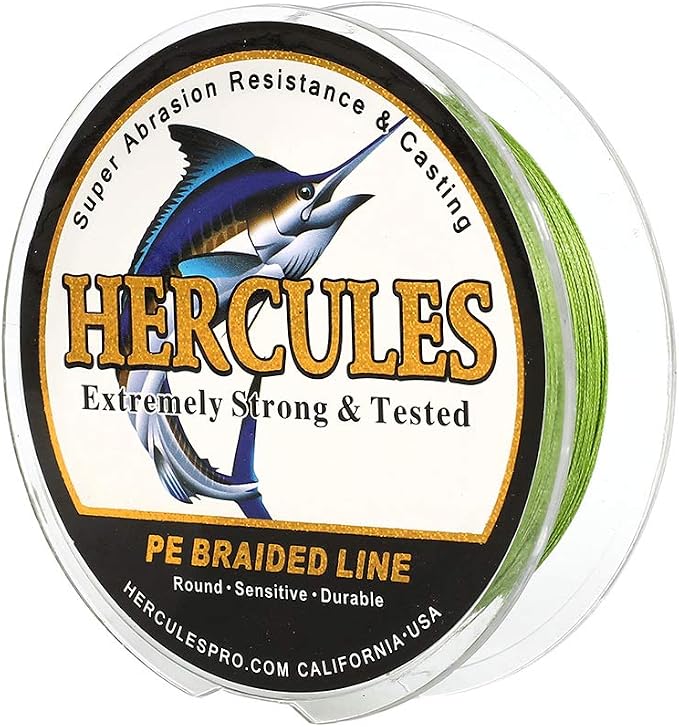 HERCULES Cost-Effective Super Cast 8 Strands Braided Fishing Line 10LB to 300LB Test for Salt-Water,109/328/547/1094 Yards(100M/300M/500M/1000M),Diam.#0.12MM-1.2MM,Hi-Grade Performance,Variety Colors