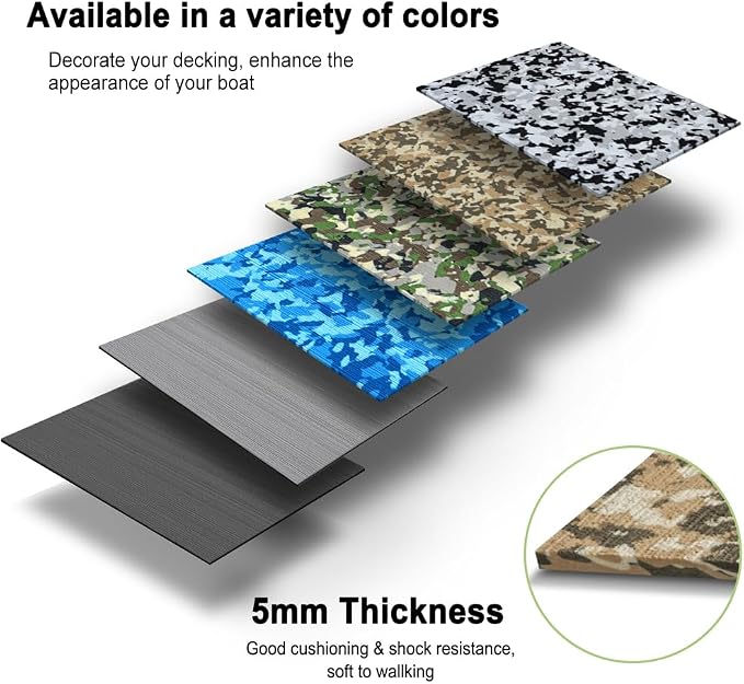 Boat Flooring EVA Foam Boat Decking Sheet Self Adhesive Marine Flooring Brushed Camo Marine Carpet for Boats Yacht Kayak Decking Cushioning Cooler Seating Helm Pad Swimming RV Golf Cart Non Slip Pad