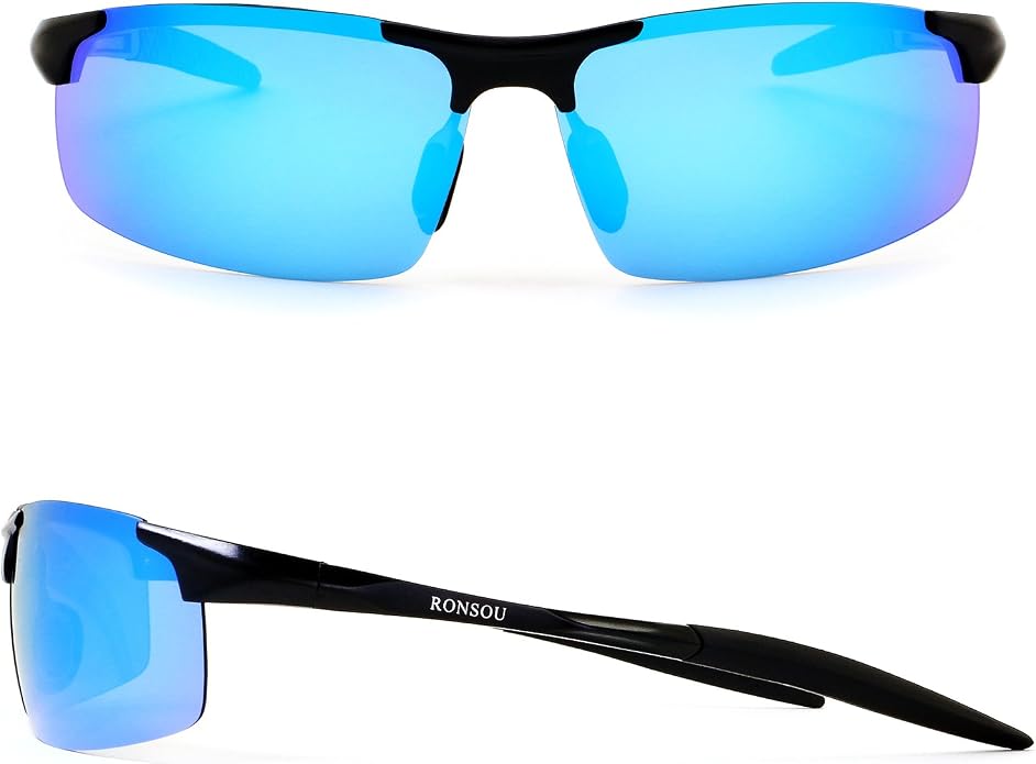 RONSOU Men Sport Al-Mg Polarized Sunglasses Unbreakable for Driving Cycling Fishing Golf