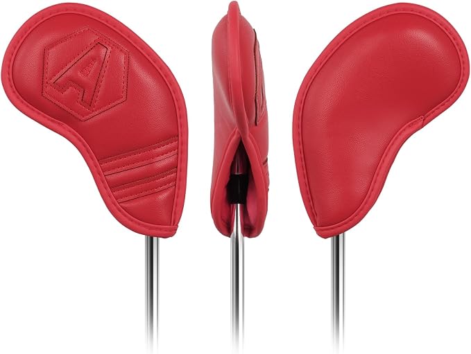 Magnetic Golf Iron Covers Set 10 Pcs Golf Iron Headcovers PU Leather Easy Off/On Protective Cover