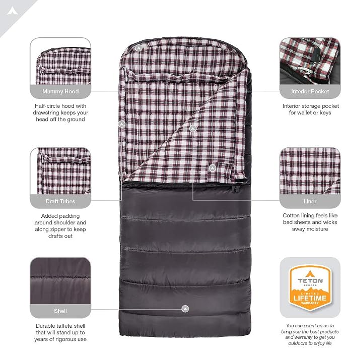 Teton Celsius XXL Sleeping Bag, Cold Weather Sleeping Bags for Adults and Kids, Camping Made Easy and Warm. Compression Sack Included