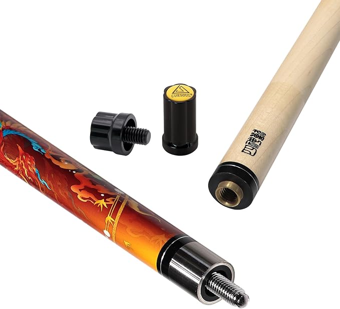 CUESOUL 19oz Pool Cue with Black case,13mm Tip,58inches Mythological Symbols Pattern 4 Styles