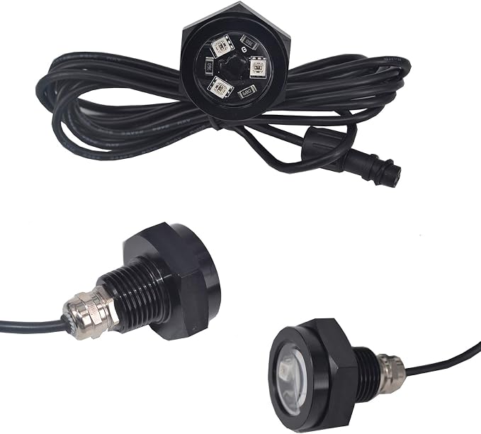 2Pcs RGB 1/2" NPT LED Boat Drain Plug Light Underwater Light,Boat Trailer Lights,DC 12V,No Holes to Drill,RF APP Control Marine LED Lamp for Fishing Swimming Diving