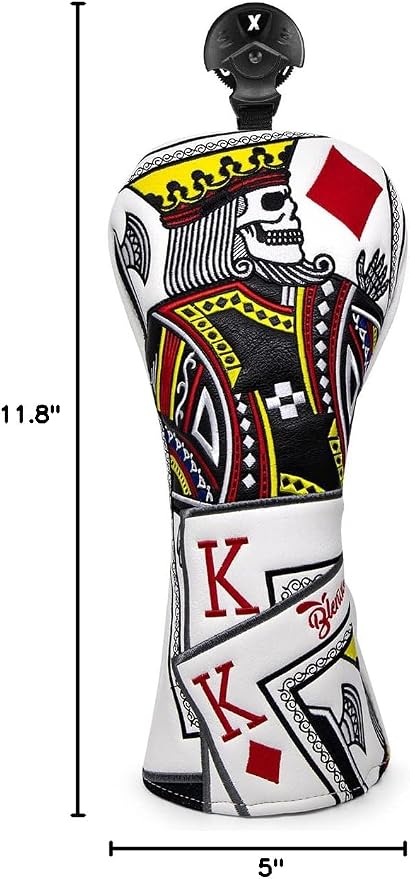 Golf Club Covers Poker Diamond King Driver Cover Fariway Wood Headcover 3 Hybrid Head Covers Blade Putter Cover Mallet Putter Haedcovers with Magnetic Closure for Most Brand