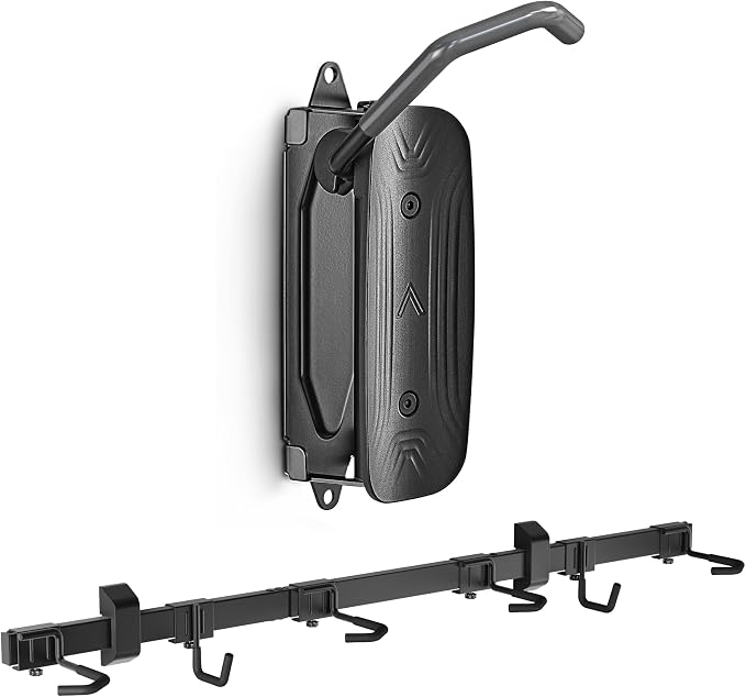 monTEK Swivel Bike Wall Mount, Bike Hangers for Garage, Wall Mount Bike Rack, 66 lbs, Red & Enhanced Bike Storage Rack, Adjustable 4-Bike and 2-Helmet Hangers for Indoor Bike Storage, 265 lbs