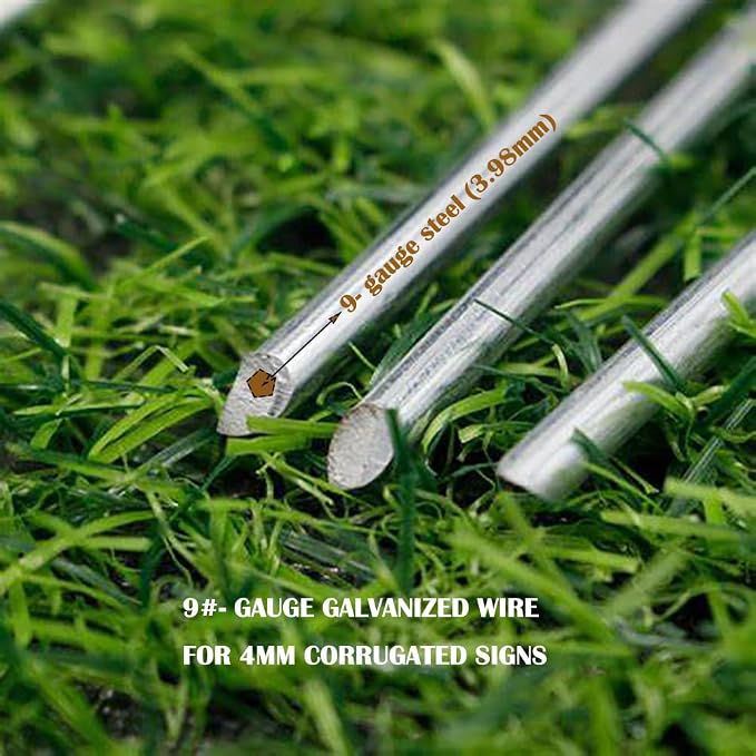 5 Pack H Frame Wire Stakes 30 x10 inch 9 Gauge Galvanized Wire -Yard Sign Stakes Fit for 4mm, 5mm Corrugated Signs, Heavy Duty Metal Step Stakes